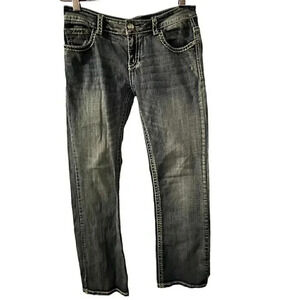 Cedar Rose med wash deim womens jeans cowgirl fit size 28x32L measures 32x30L